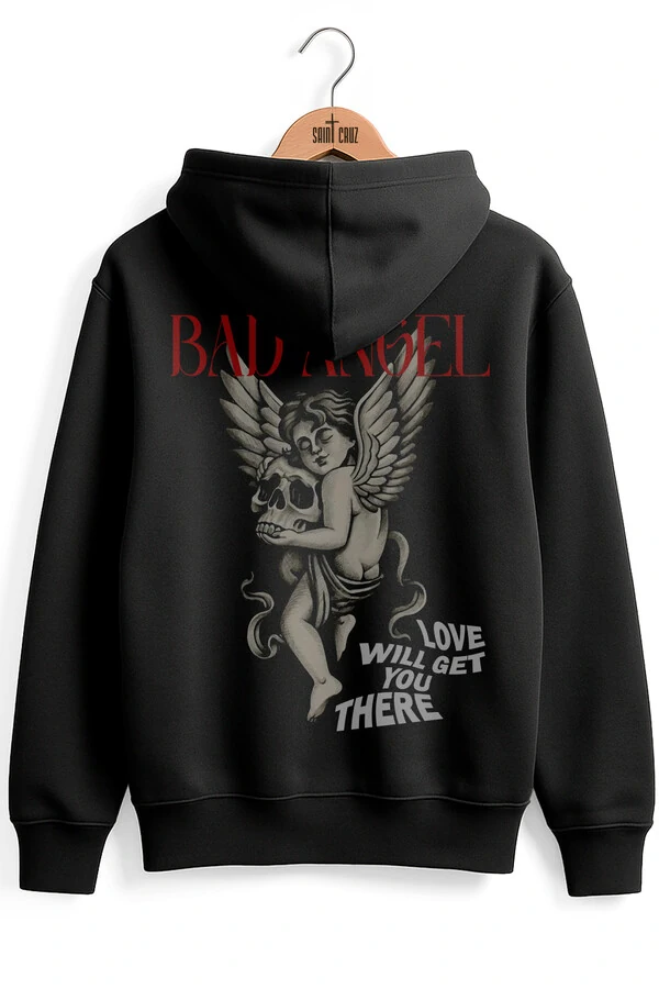 Blusa puff de moletom preto Bad Angel