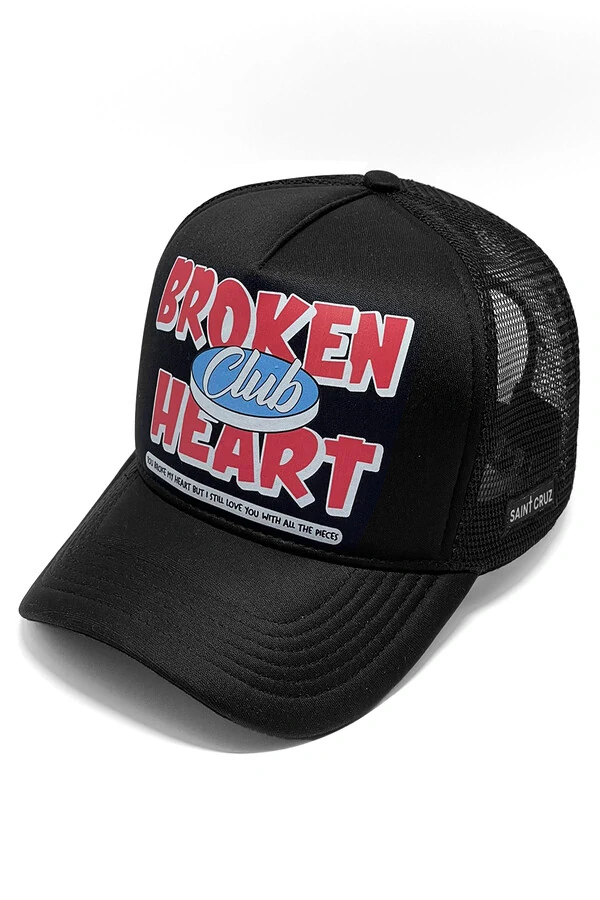 Boné trucker retrô preto Broken Heart