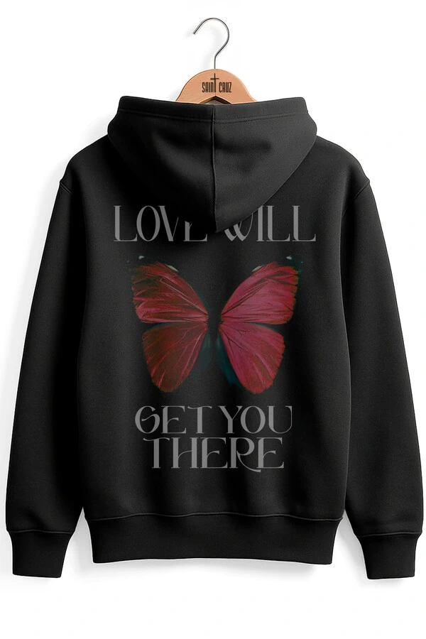 Blusa puff de moletom preto Red Butterfly