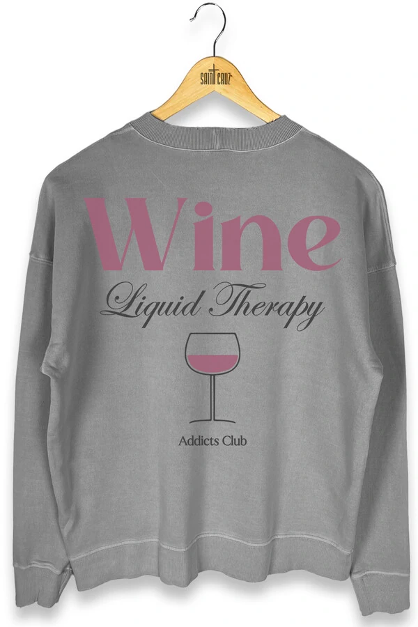 Blusa oversized de moletom estonado cinza Wine
