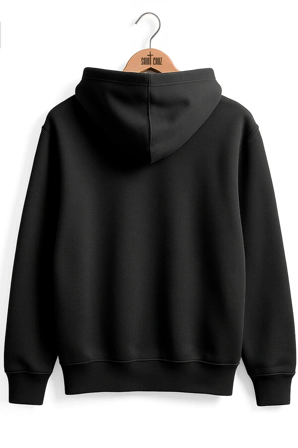 Blusa puff de moletom preto Broken Heart (Front)