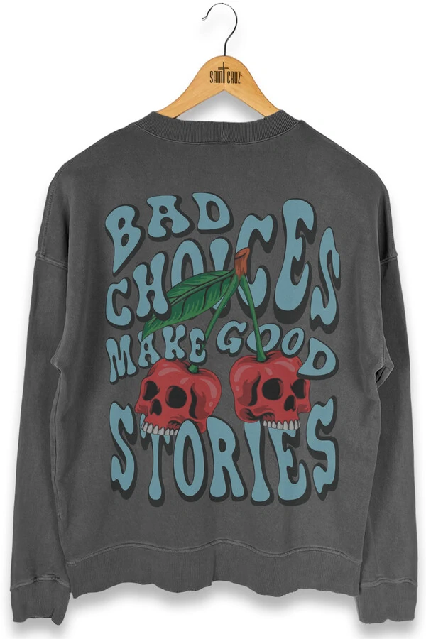 Blusa oversized de moletom estonado chumbo Cherry