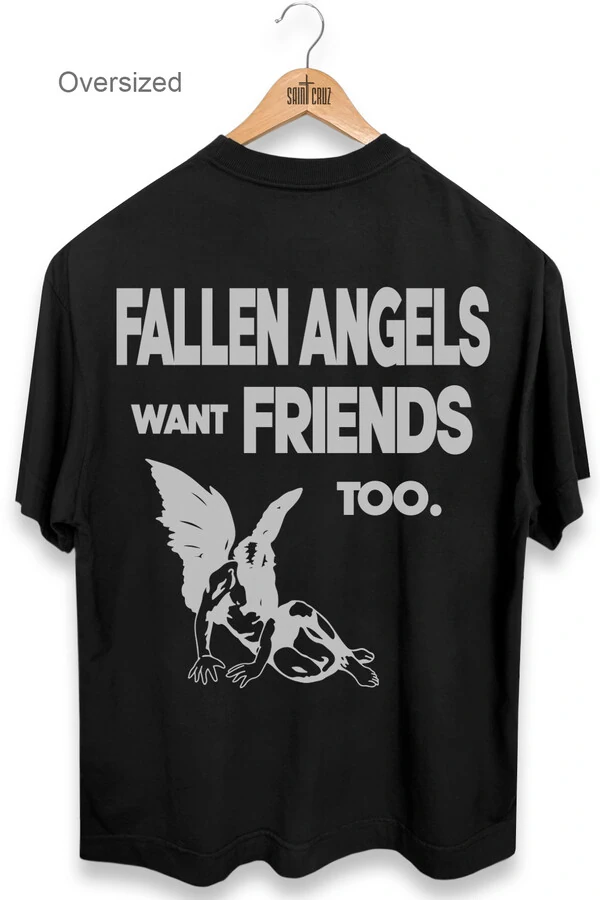 Camiseta oversized preta Fallen Angels