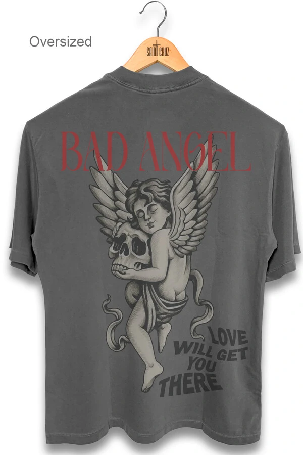 Camiseta oversized estonada chumbo Bad Angel Collors