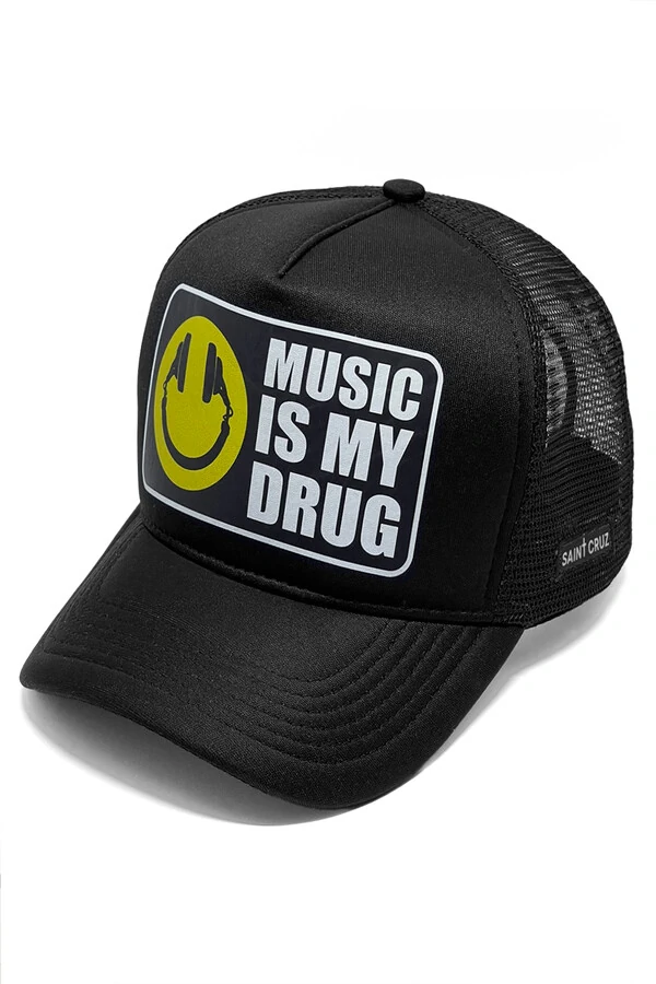 Boné trucker retrô preto Drug