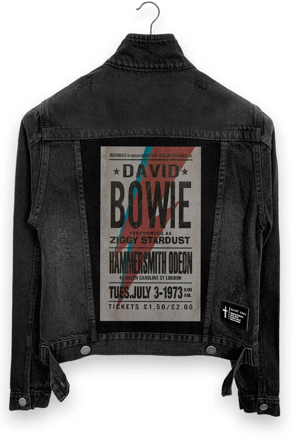Jaqueta jeans feminina preta David Bowie Outlet
