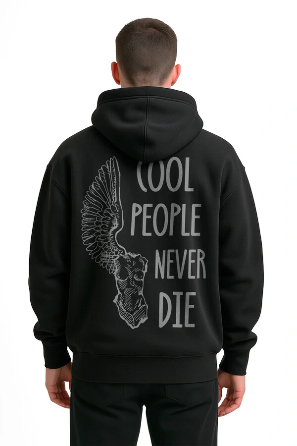 Blusa puff de moletom preto Never Die