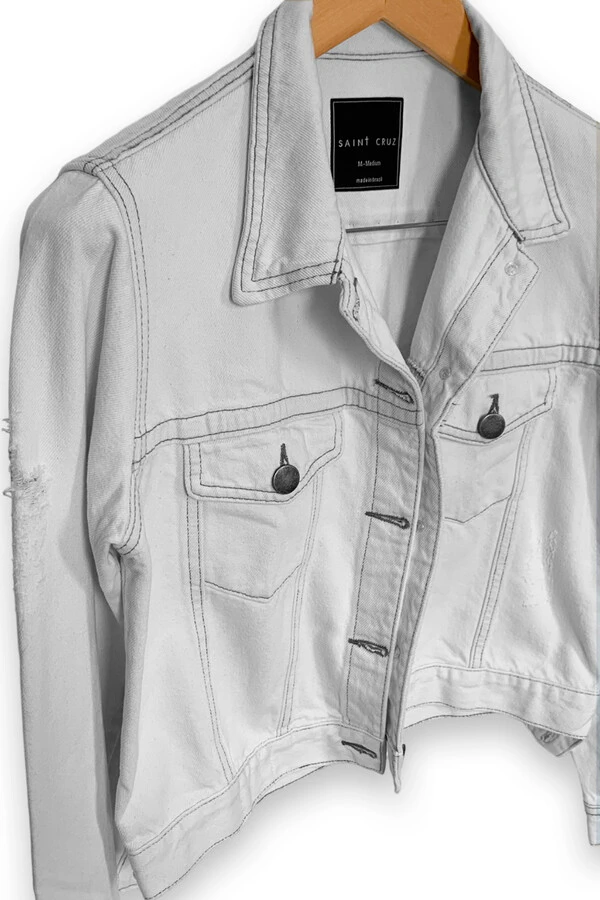 Jaqueta jeans feminina cru David Bowir Collor Outlet