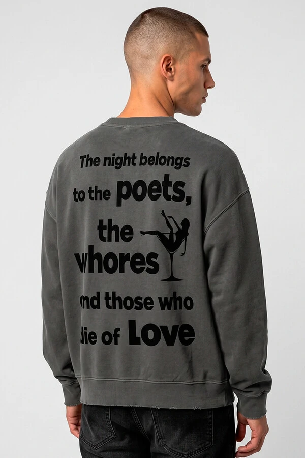 Blusa oversized de moletom estonado chumbo Poets