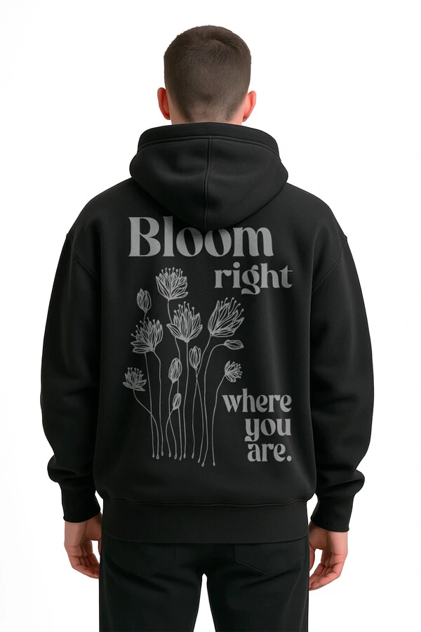Blusa puff de moletom preto Bloom