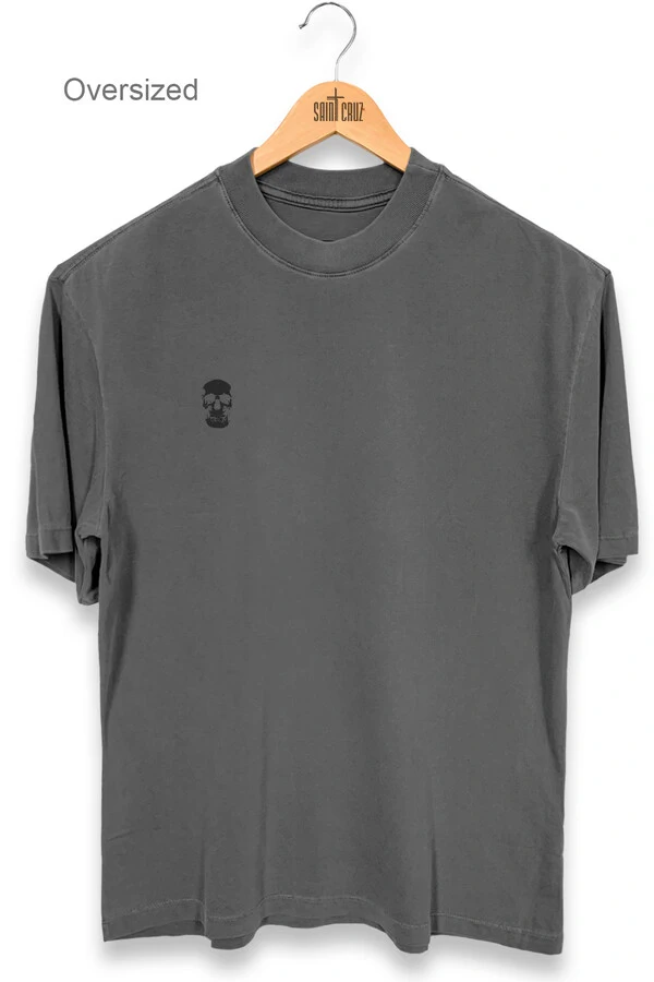Camiseta oversized estonada chumbo Skull