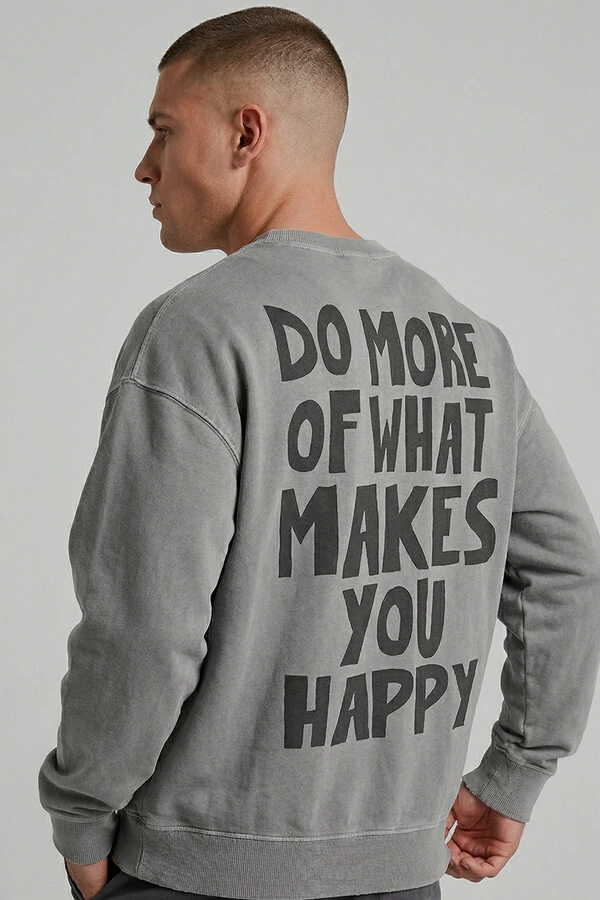 Blusa oversized de moletom estonado cinza Do More