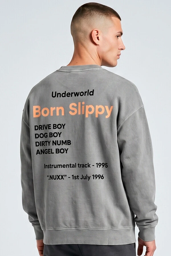 Blusa oversized de moletom estonado cinza Born Slippy