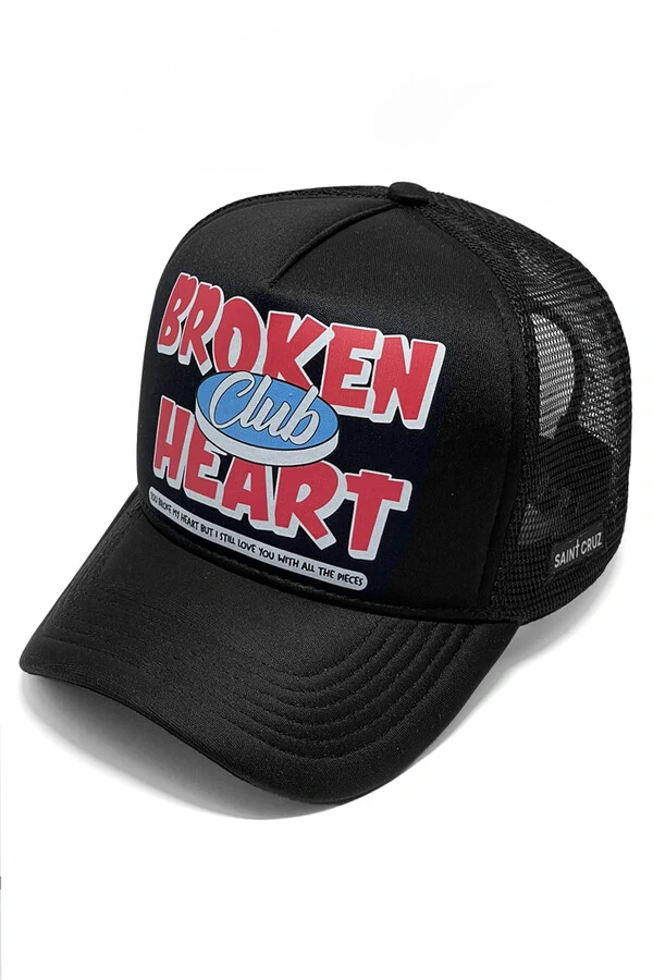 Boné trucker retrô preto Broken Heart