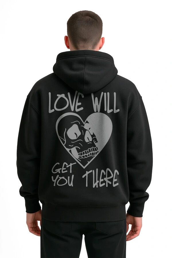 Blusa puff de moletom preto Love Will