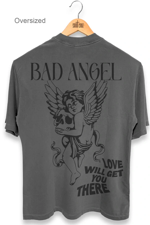 Camiseta oversized estonada chumbo Bad Angel