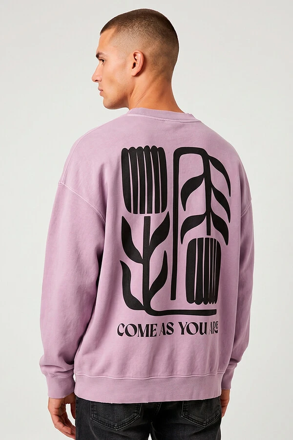 Blusa oversized de moletom estonado lilás Come As You Are