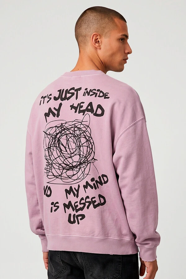 Blusa oversized de moletom estonado lilás Head