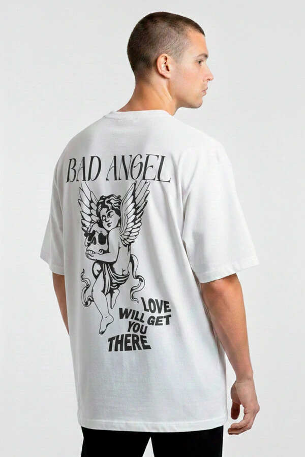 Camiseta oversized branca Bad Angel