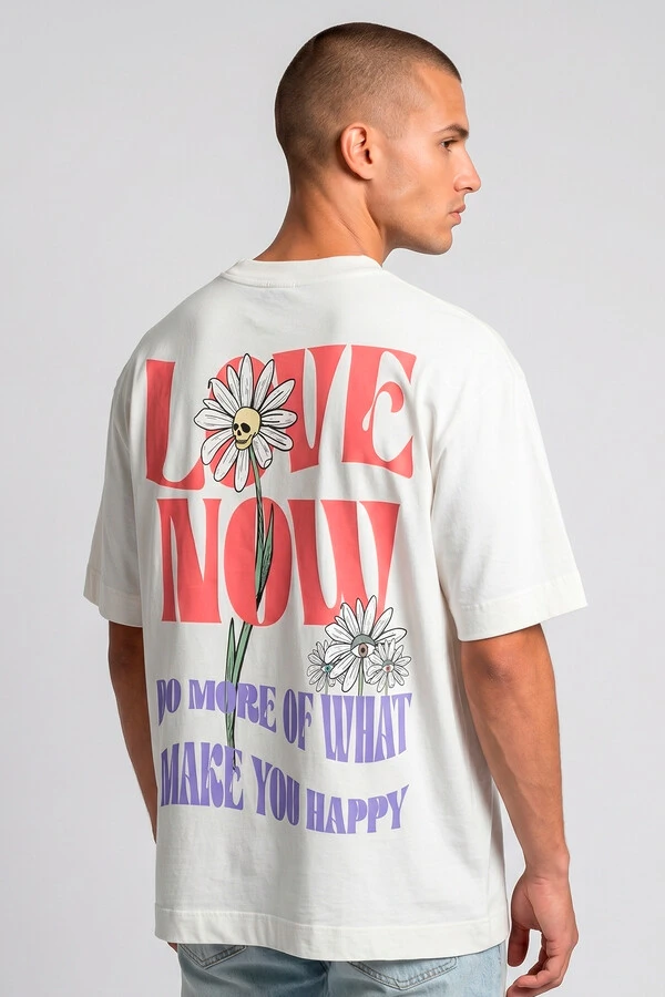 Camiseta oversized off white Love Now Collors