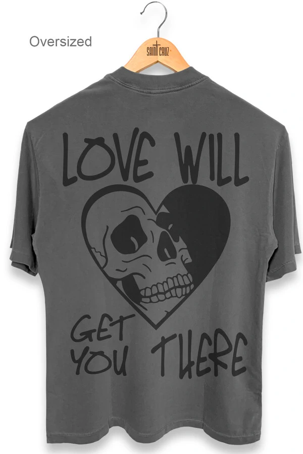 Camiseta oversized estonada chumbo Love Will