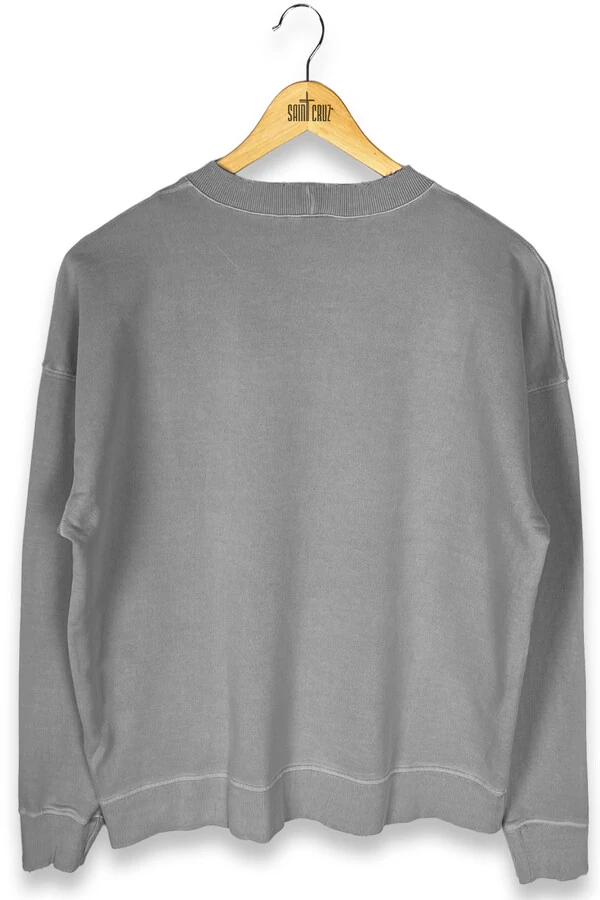 Blusa oversized de moletom estonado cinza Skull