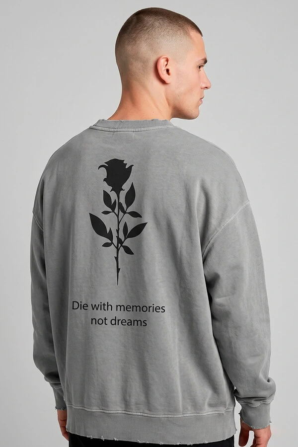 Blusa oversized de moletom estonado cinza Memories