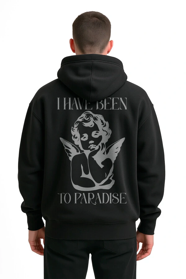 Blusa puff de moletom preto Paradise