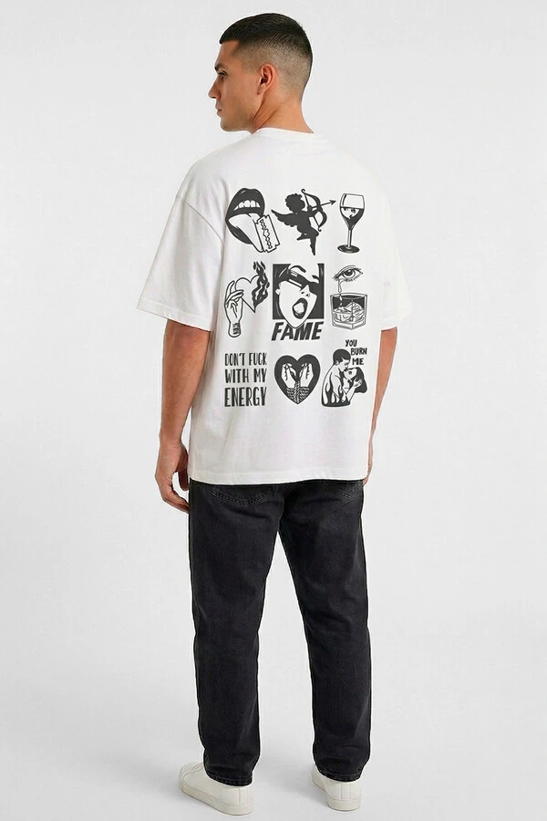 Camiseta oversized branca Fame