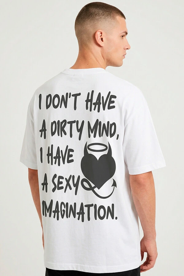 Camiseta oversized branca Dirty Mind
