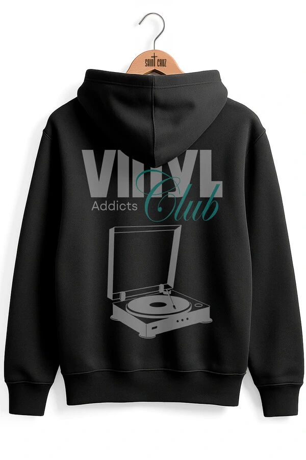 Blusa puff de moletom preta Vinyl