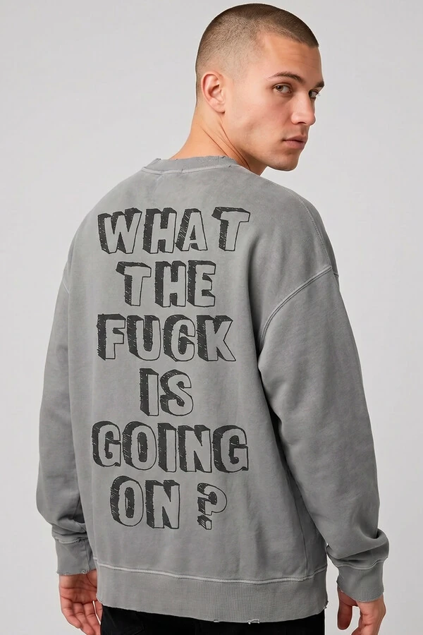 Blusa oversized de moletom estonado cinza Now