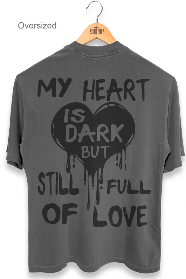 Camiseta oversized estonada chumbo My Heart