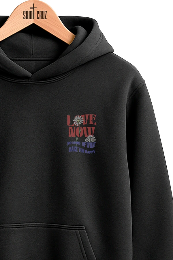 Blusa puff de moletom preto Love Now Collors (Front)