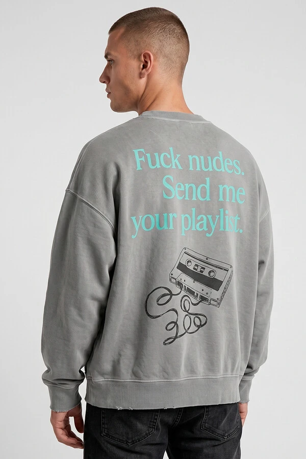 Blusa oversized de moletom estonado cinza Send