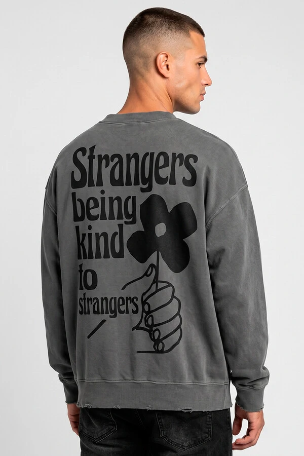 Blusa oversized de moletom estonado chumbo Being