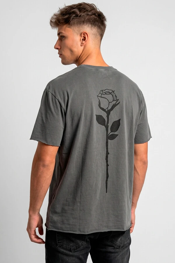 Camiseta estonada chumbo Rose Back