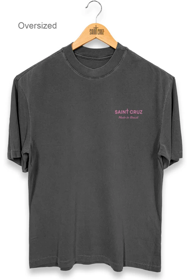 Camiseta oversized estonada chumbo Tell Me (Rosa)