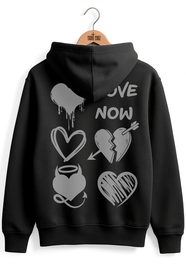 Blusa puff de moletom preto Love Now