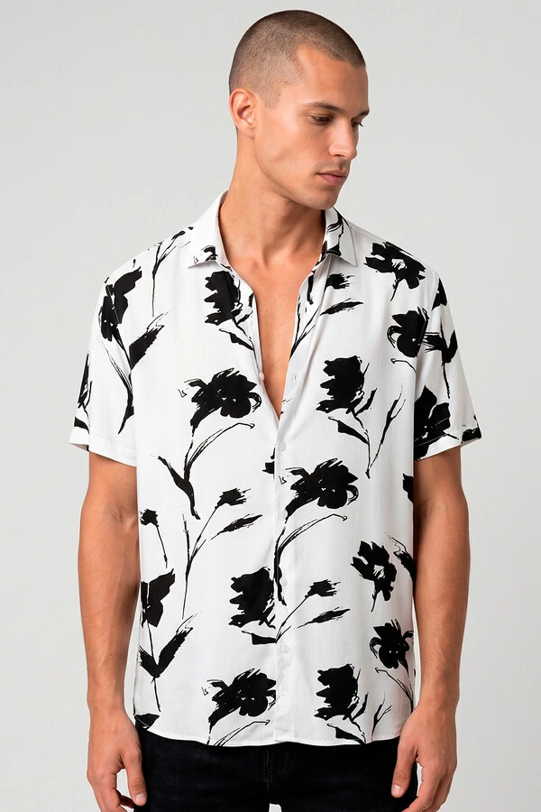 Camisa de viscose Black Flowers