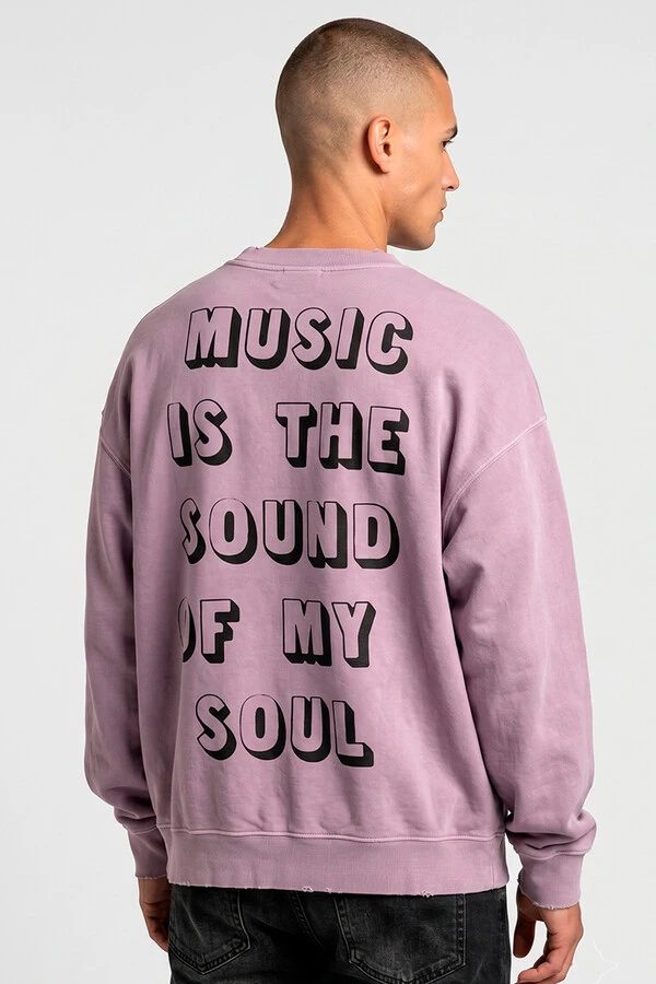 Blusa oversized de moletom estonado lilás My Soul