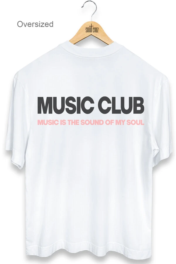 Camiseta oversized branca Music Club