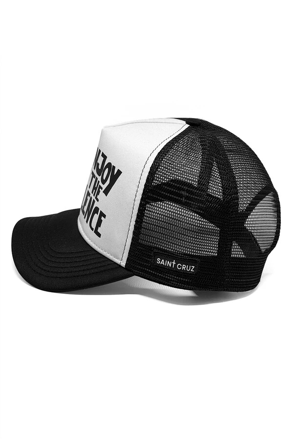 Boné trucker retrô branco e preto Enjoy The Silence