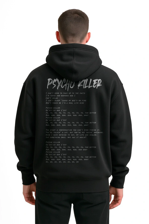 Blusa puff de moletom preto Psyco