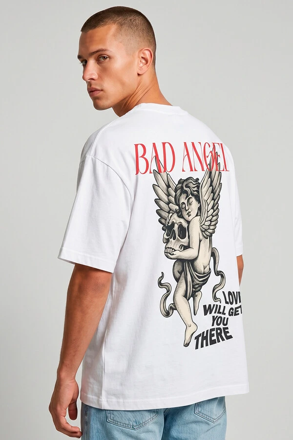 Camiseta oversized branca Bad Angel Collors