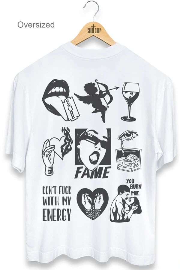 Camiseta oversized branca Fame