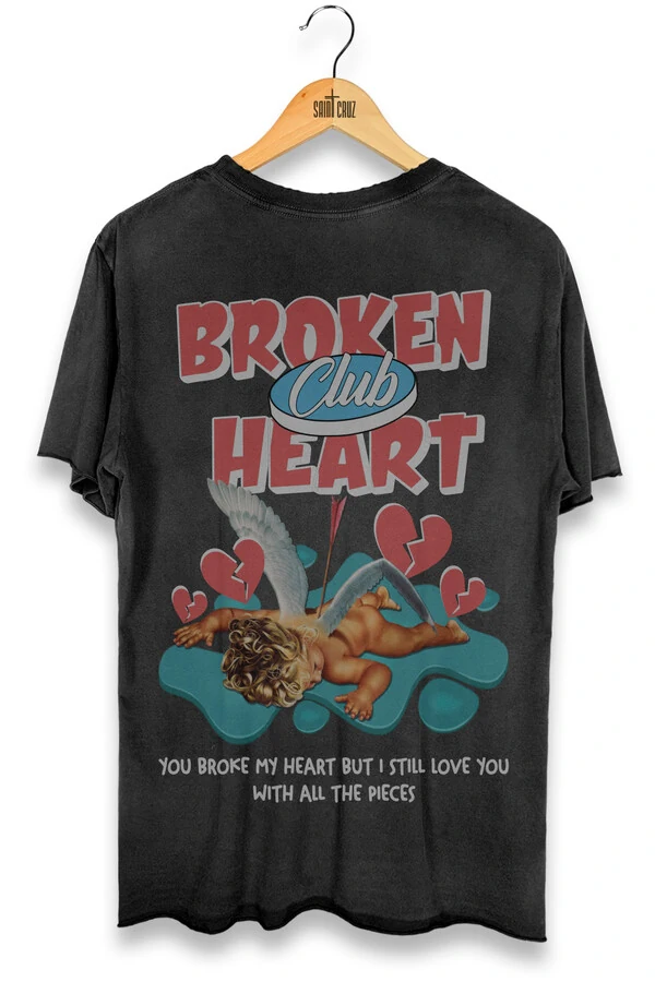 Camiseta preta Broken Heart Outlet