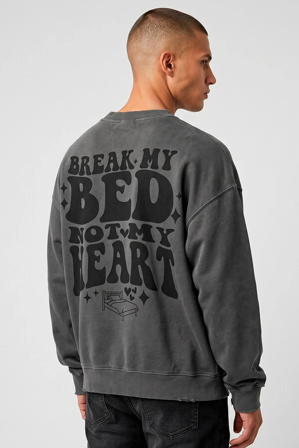 Blusa oversized de moletom estonado chumbo Bed