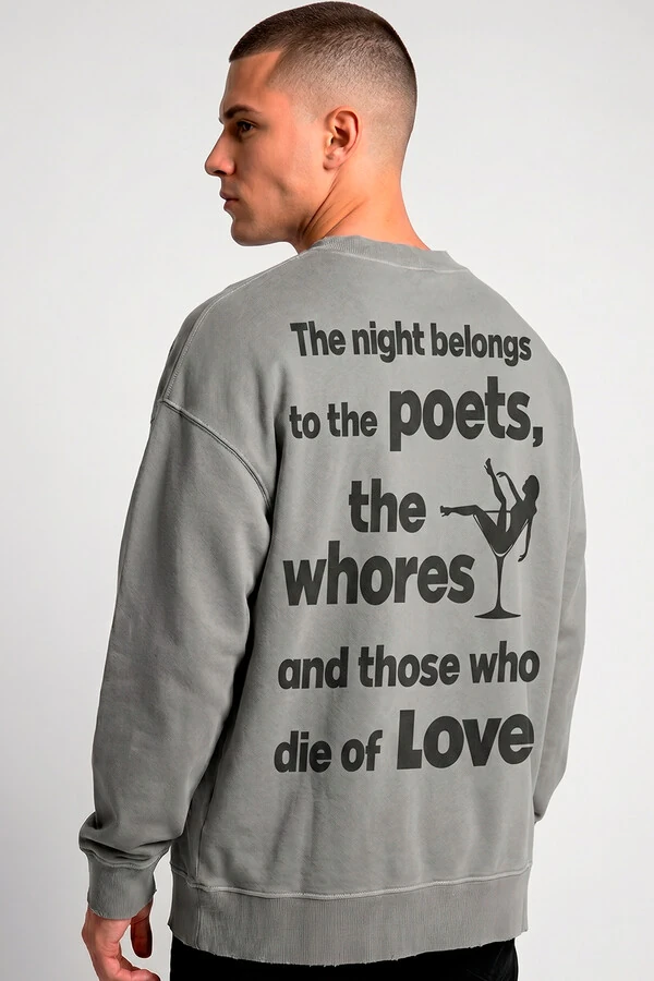 Blusa oversized de moletom estonado cinza Poets