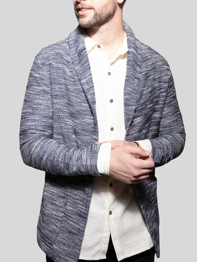 Cardigan Mescla Raiado Azul